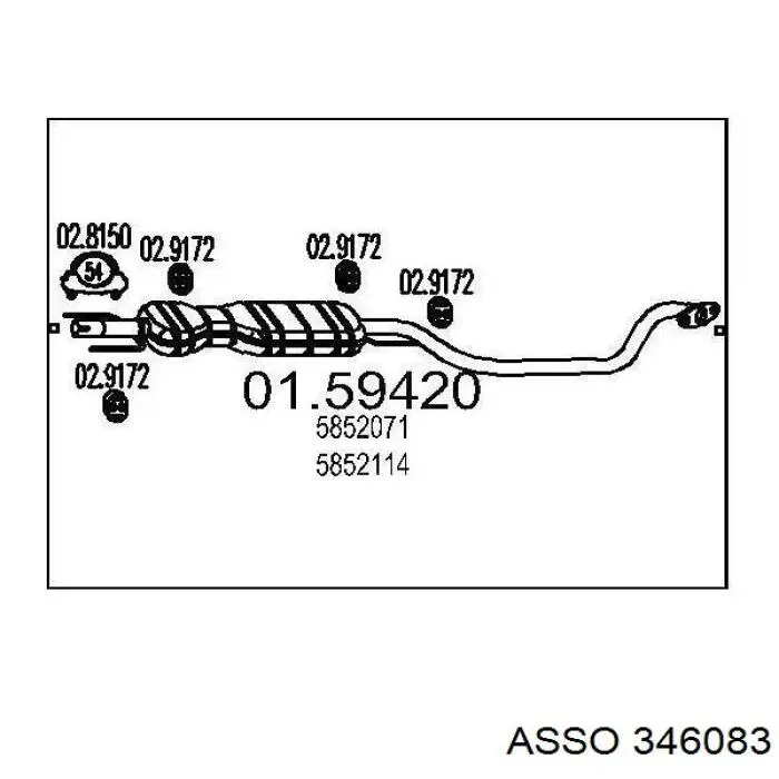 Центральная часть глушителя 346083 Asso