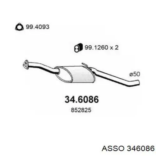 Центральная часть глушителя 346086 Asso