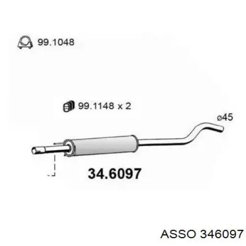 Центральная часть глушителя 346097 Asso