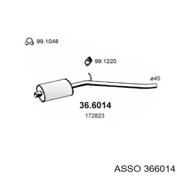 Центральная часть глушителя 366014 Asso