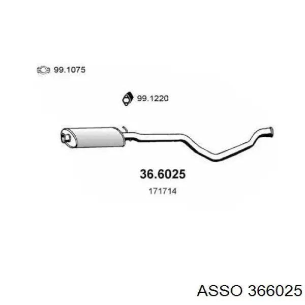 Глушитель, центральная часть 366025 Asso