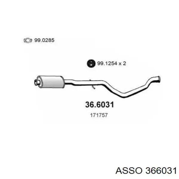 Центральная часть глушителя 366031 Asso