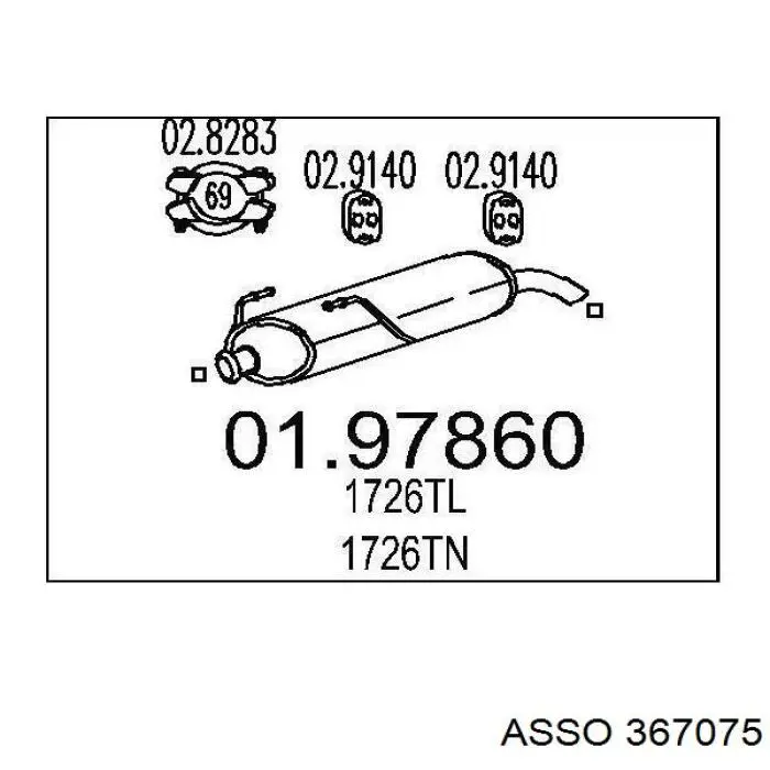 Глушитель, задняя часть 367075 Asso