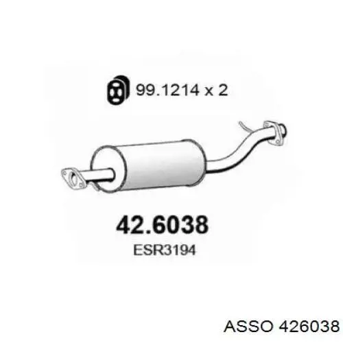 Центральная часть глушителя 426038 Asso