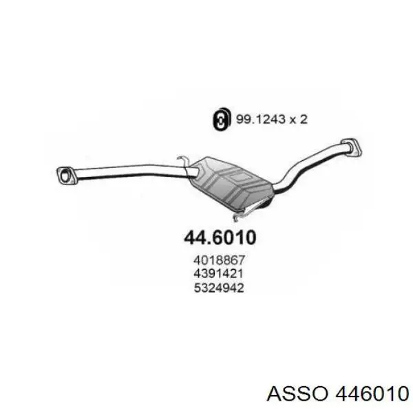 Центральная часть глушителя 446010 Asso