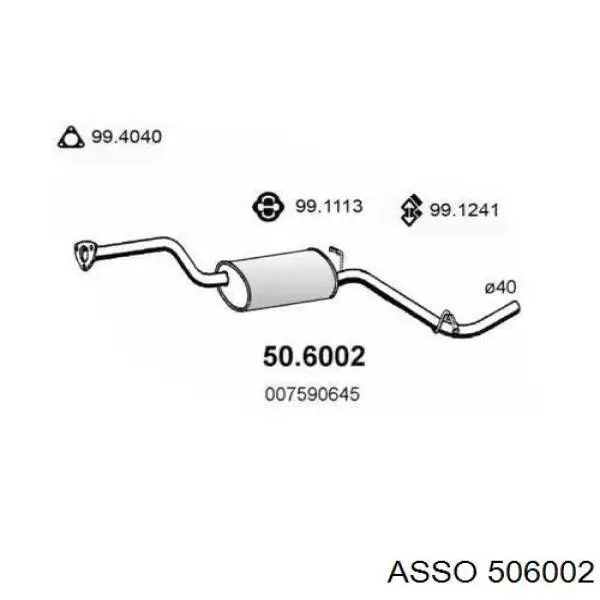 Центральная часть глушителя 506002 Asso