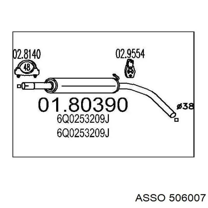 Глушитель, центральная часть 506007 Asso