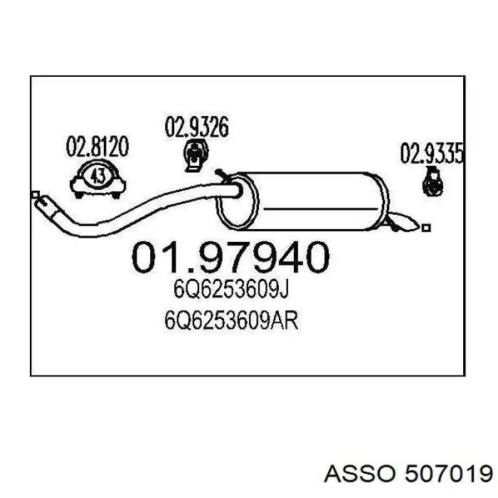 Глушитель, задняя часть 507019 Asso