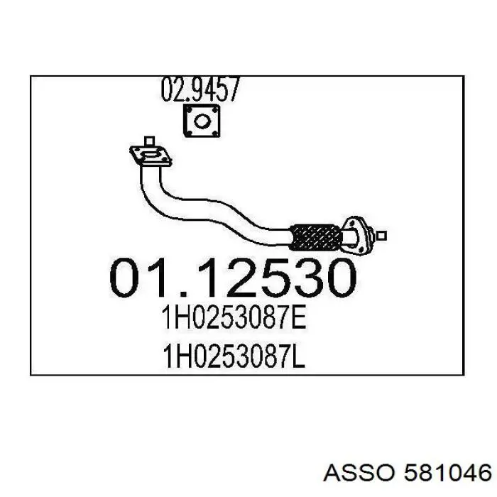 581046 Asso труба приемная (штаны глушителя передняя)