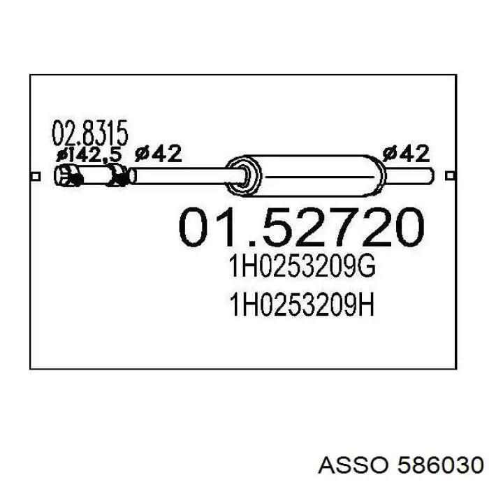 Глушитель, центральная часть 586030 Asso