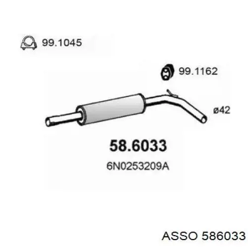 Глушитель, центральная часть 586033 Asso