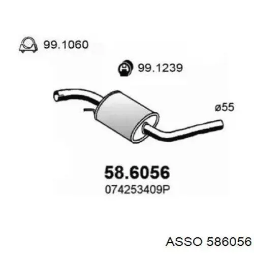 Центральная часть глушителя 586056 Asso