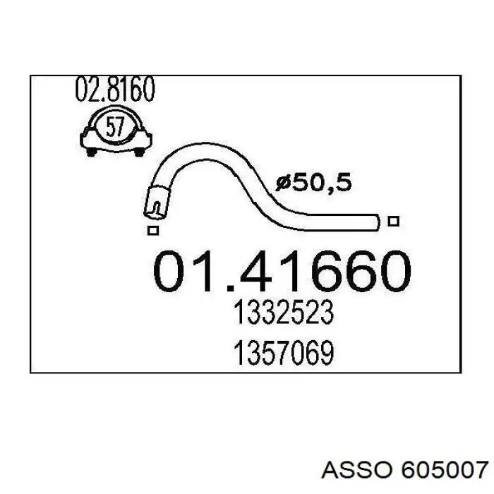 Патрубок глушителя от средней до задней части 605007 Asso