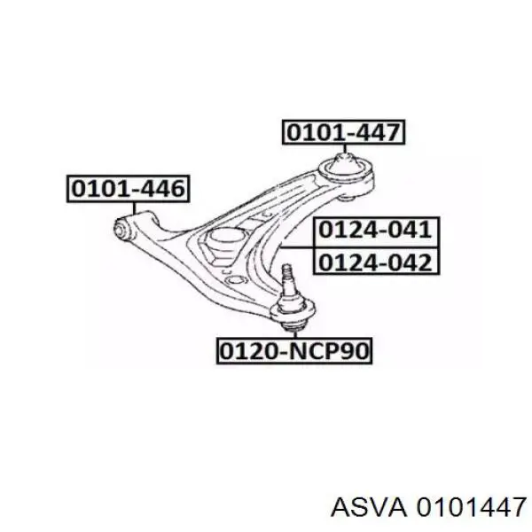 Сайлентблок переднего нижнего рычага 0101447 Asva