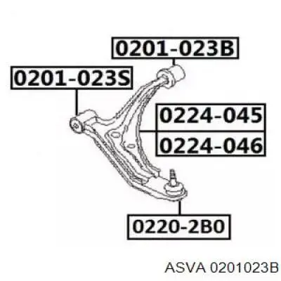 Рычаг передней подвески нижний левый 0201023B Asva