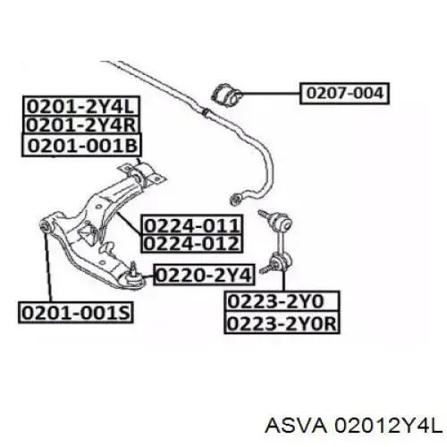 Сайлентблок нижнего переднего рычага  ASVA 02012Y4L