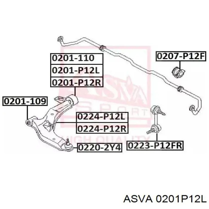 Сайлентблок передней подвески Asva 0201P12L цена, от 23.97 USD