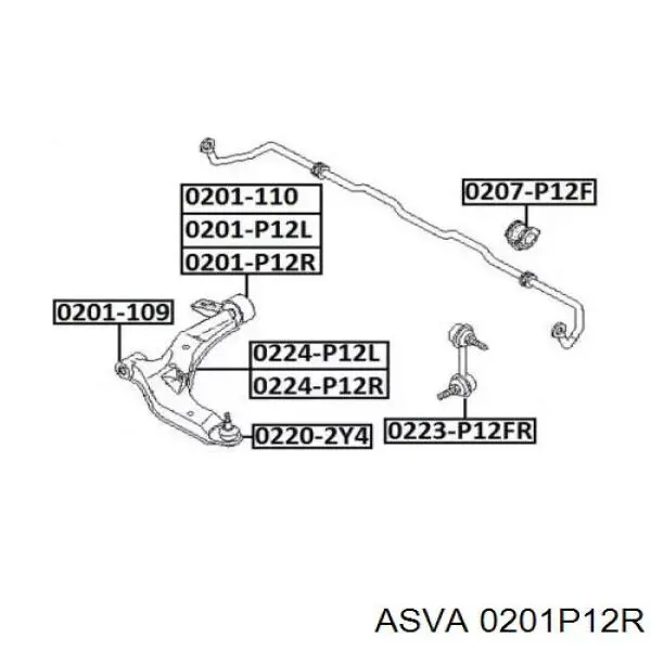 Сайлентблок нижнего переднего рычага  ASVA 0201P12R