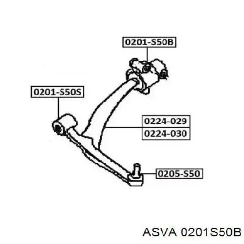 Сайлентблок переднего нижнего рычага 0201S50B Asva