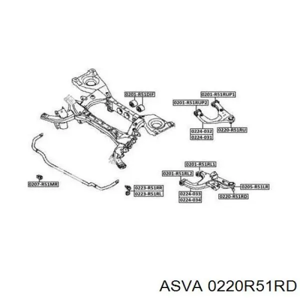 Шаровая опора задней подвески нижняя 0220R51RD Asva