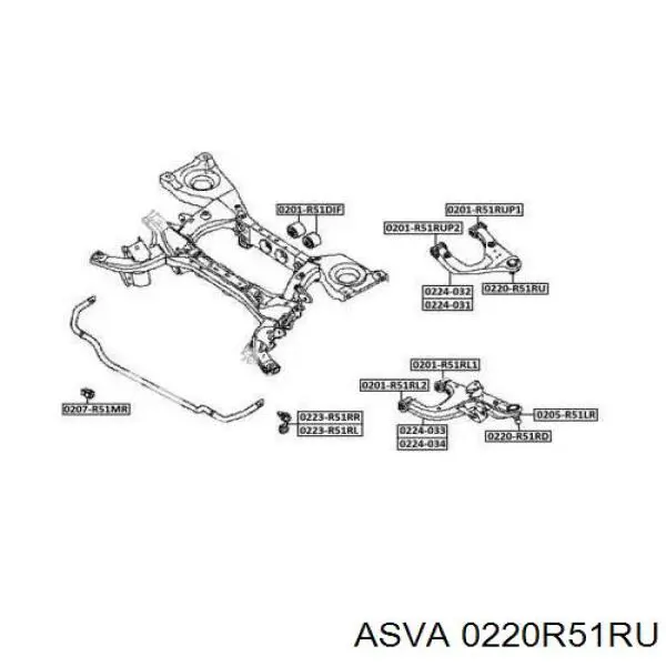 0220-R51RU Asva шаровая опора задней подвески верхняя