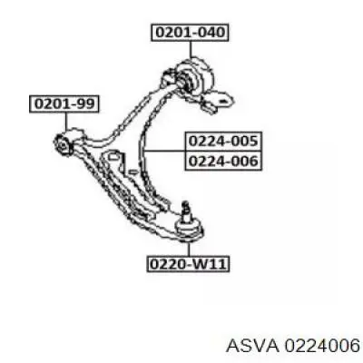 0224-006 Asva рычаг передней подвески нижний левый