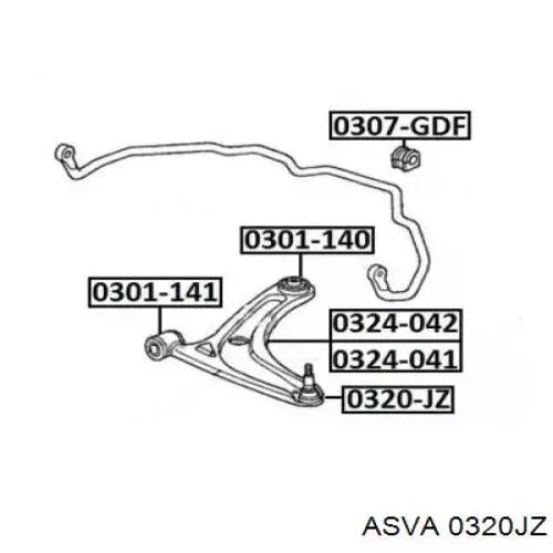 Нижняя шаровая опора 0320JZ Asva