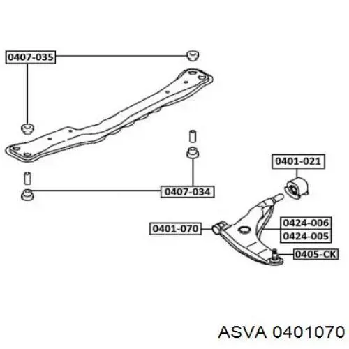 Сайлентблок переднего нижнего рычага ASVA 0401070