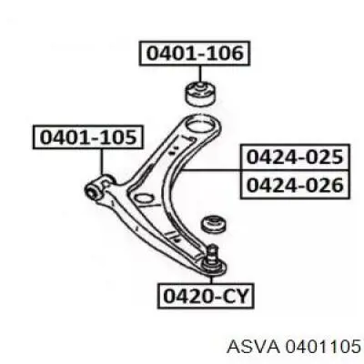 Сайлентблок переднего нижнего рычага ASVA 0401105