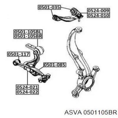 Сайлентблок переднего нижнего рычага ASVA 0501105BR
