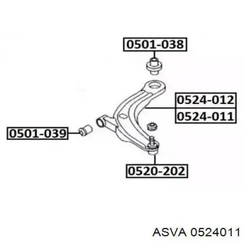 0524011 Asva рычаг передней подвески нижний правый