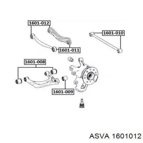 Сайлентблок заднего верхнего рычага 1601012 Asva