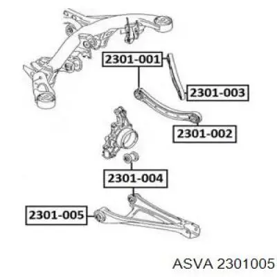 Сайлентблок заднего нижнего рычага 2301005 Asva