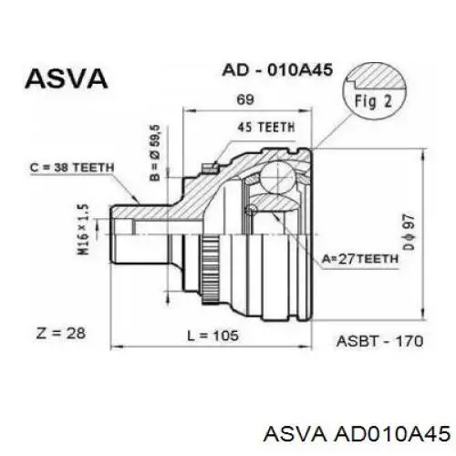 ШРУС наружный передний AD010A45 Asva