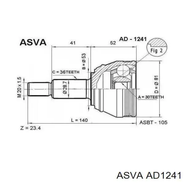 ШРУС наружный передний AD1241 Asva