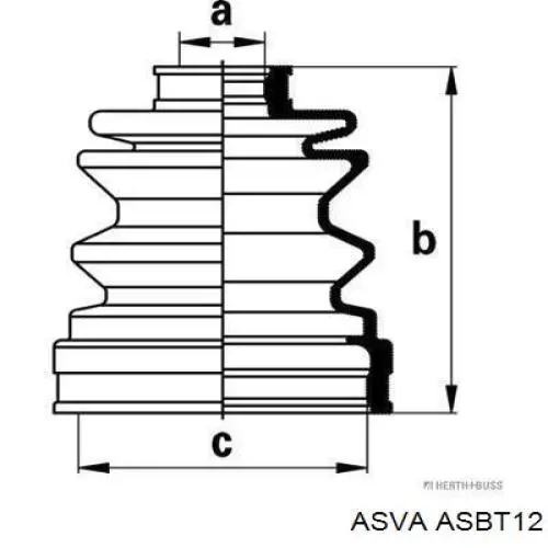 ASBT12 Asva пыльник шруса передней полуоси внутренний