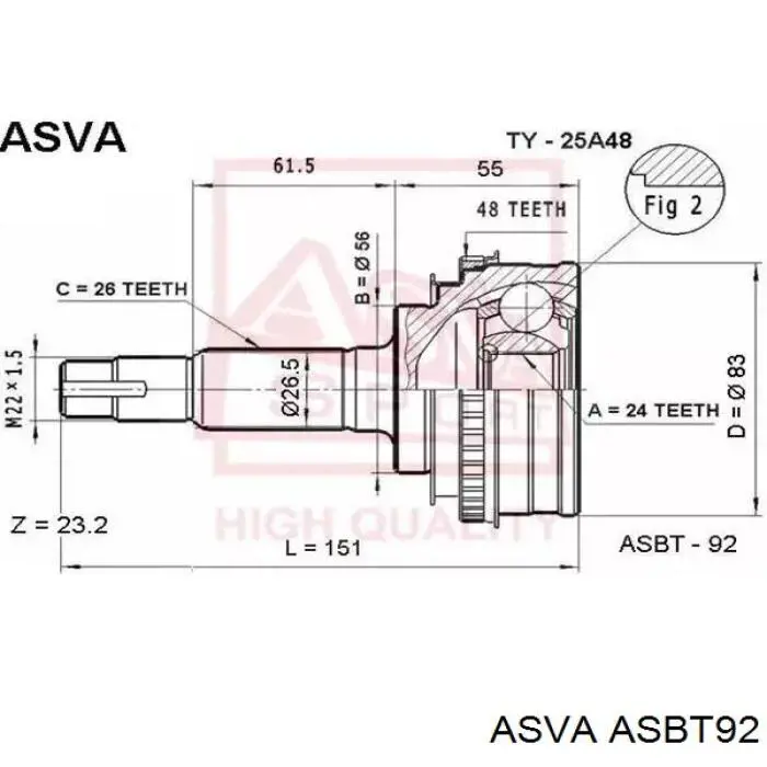 ASBT92 Asva Пыльник шарнира привода