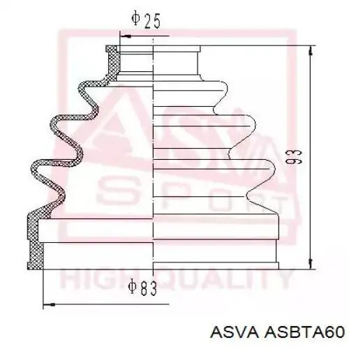Полуось (привод) передняя Asva ASBTA60 цена, от 12.21 USD
