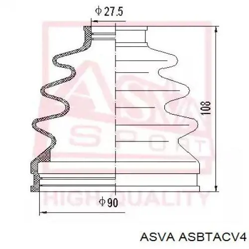 ASBTACV4 Asva пыльник шруса передней полуоси наружный