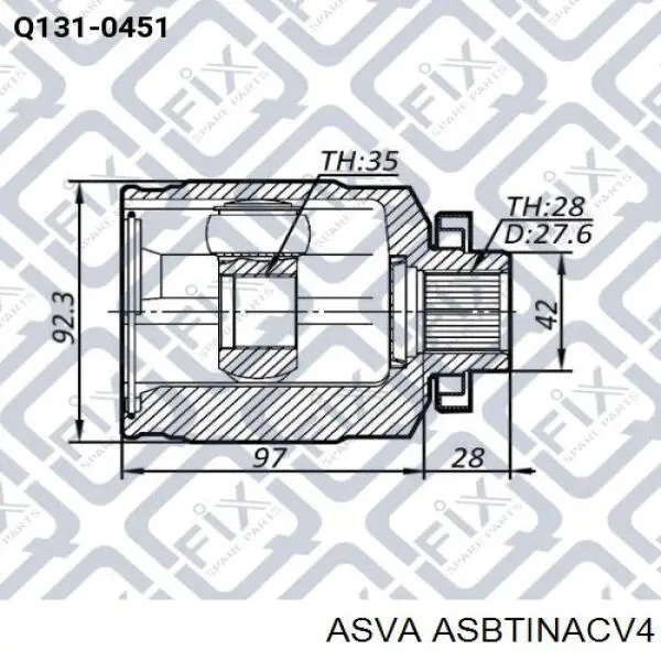 ASBTINACV4 Asva Пыльник гранаты внутренний, правый