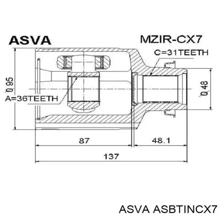 ASBTINCX7 Asva пыльник шруса передней полуоси внутренний