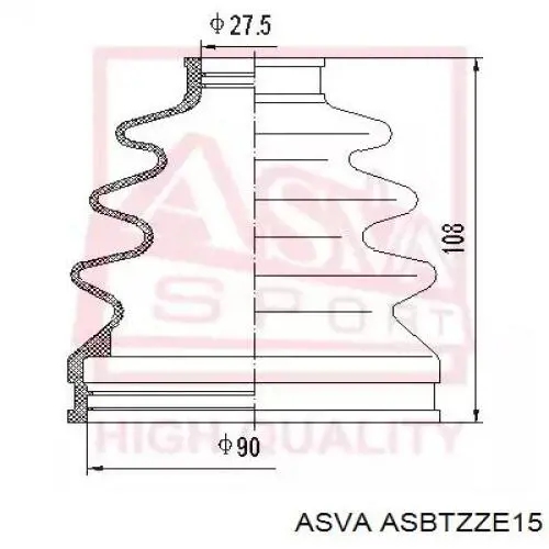 Купить ASBTZZE15 Asva Пыльник гранаты наружный, передний