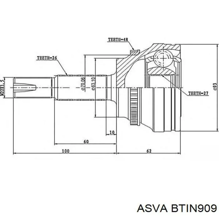 Пыльник ШРУСа передней полуоси внутренний правый ASBTINACV4 Asva