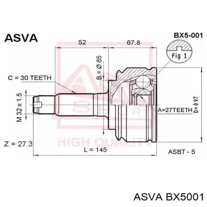 ШРУС наружный передний BX5001 Asva