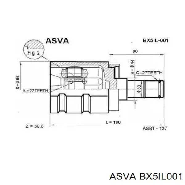 Купить BX5IL001 Asva Шрус внутренний левый