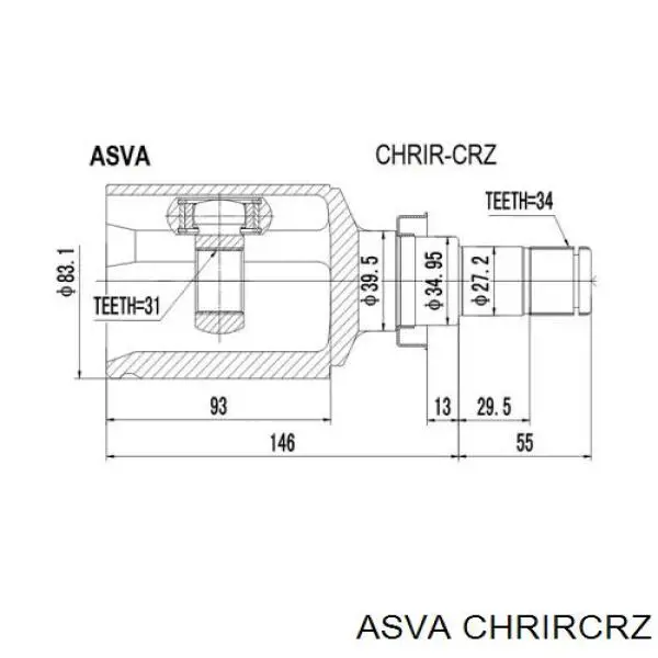 Шарнир привода внутренний Asva CHRIRCRZ цена, от 35.89 USD