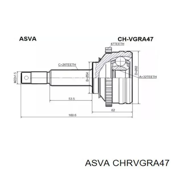 CHRVGRA47 Asva шрус наружный передний