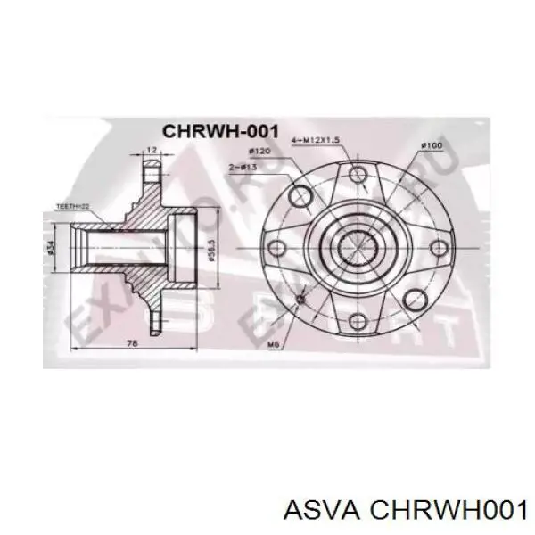 Cubo de rueda delantero CHRWH001 Asva