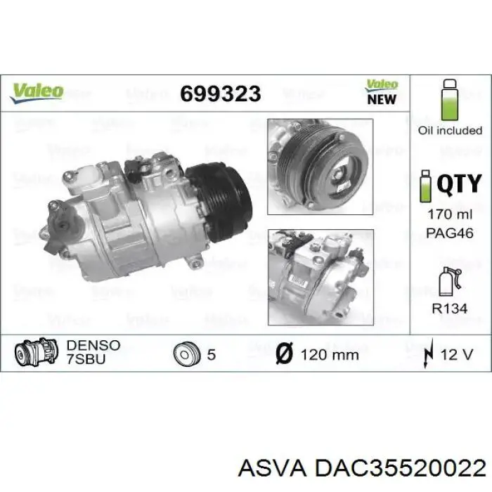 DAC35520022 Asva подшипник муфты компрессора кондиционера