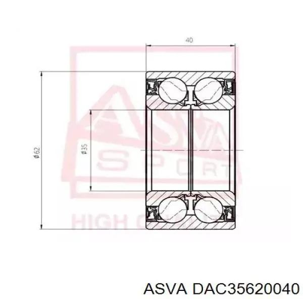 DAC35620040 Asva подшипник ступицы передней